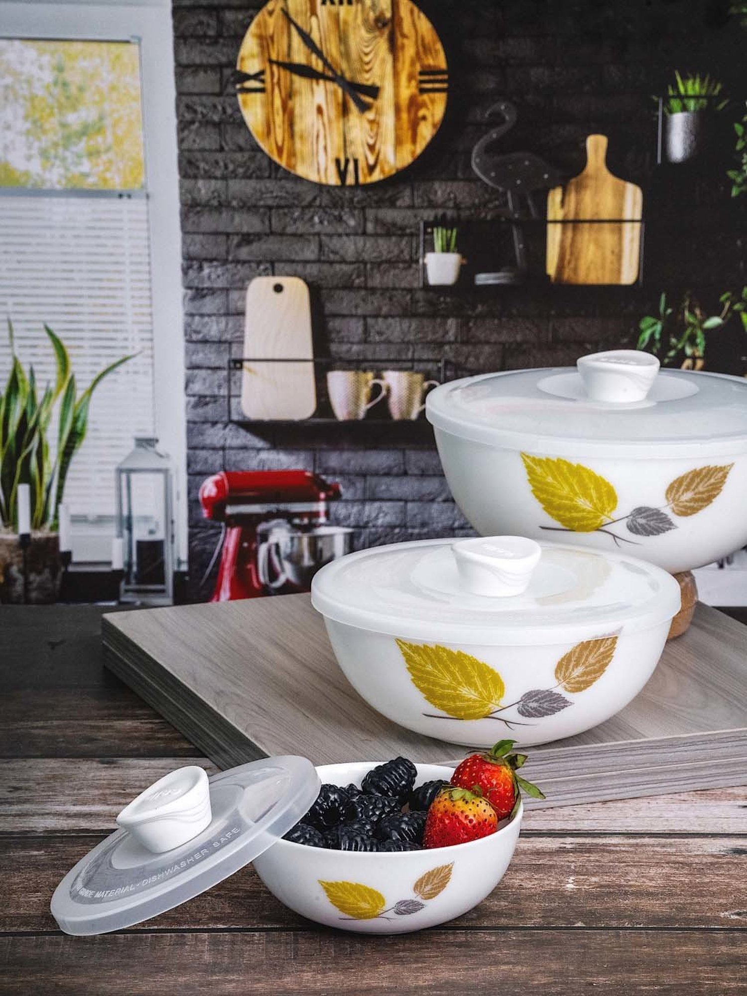 Cello White Opalware 3-Piece Mixing Bowl Set