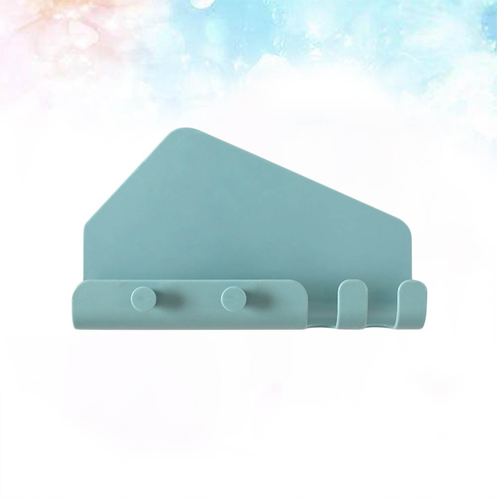 2PCS Sticky Wall Mounted Phone Stand Holder Multifunctional Traceless Charging Shelf with 4 Hooks for Bathroom Living Room (White)