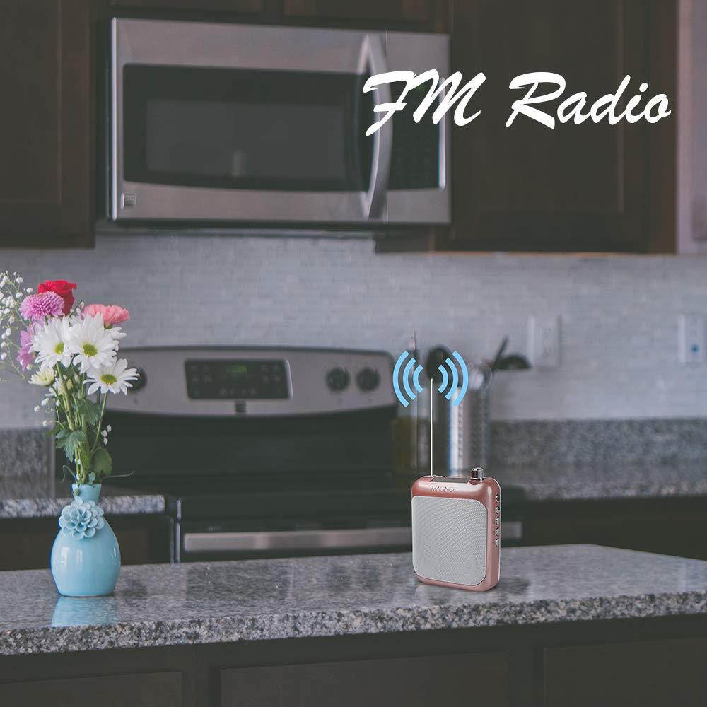 Voice Amplifier MAONO C01 Portable Professional Wired Microphone with Waistband and LED Display, Support FM, MP3 Format Audio for Coaches, Tour Guides, Kindergartener, Promotion,Meeting(Gold Rose)