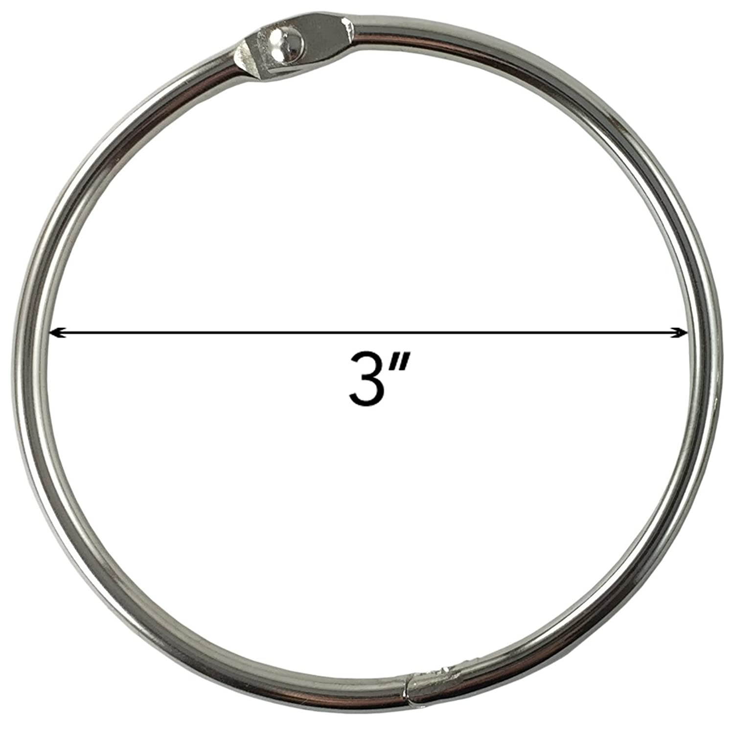 Clipco Book Rings Extra Large 3-Inch Nickel Plated (10-Pack)