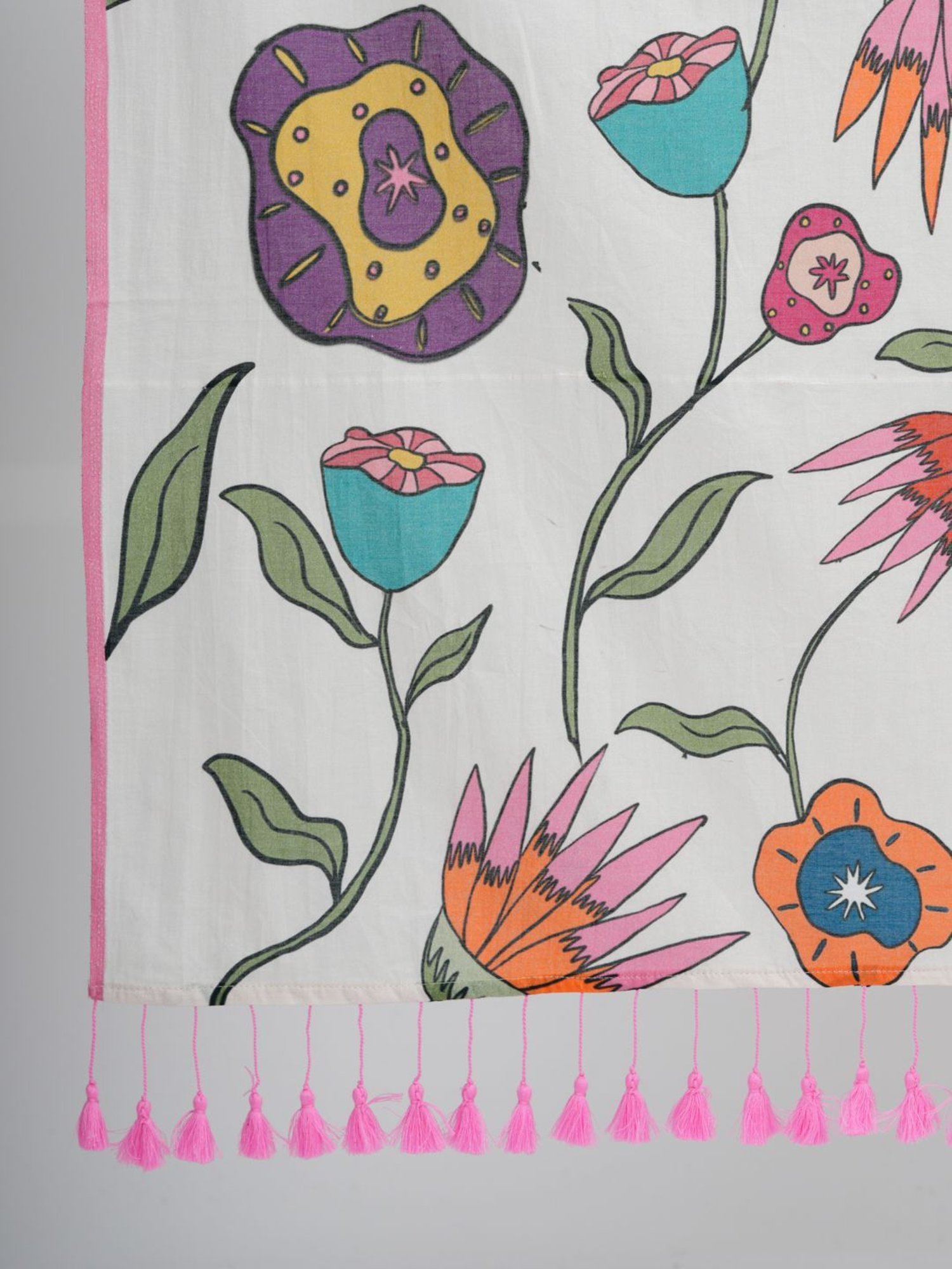 Suta White Cotton Floral Print Saree Without Blouse