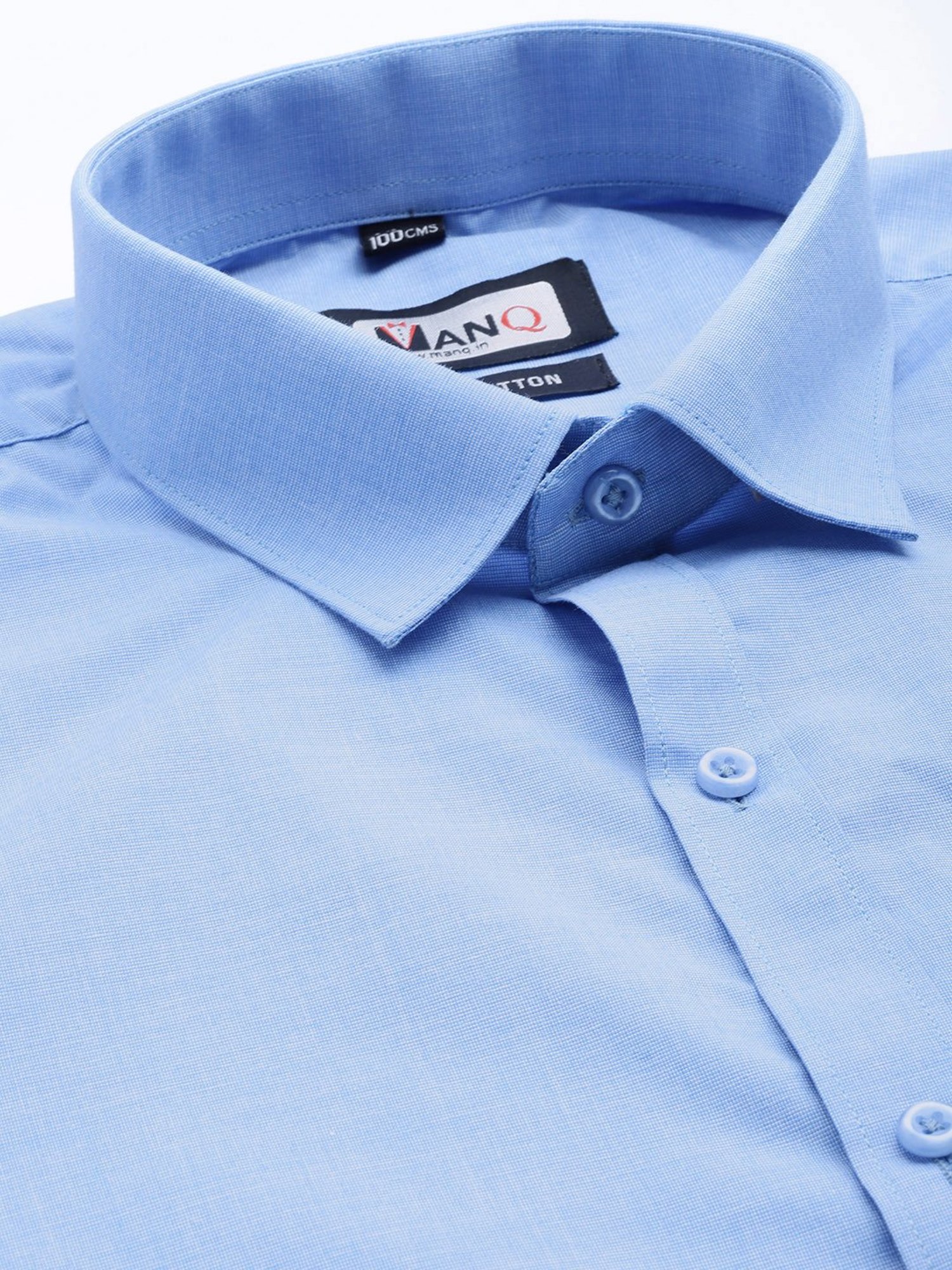 ManQ Sky Blue Regular Fit Shirt