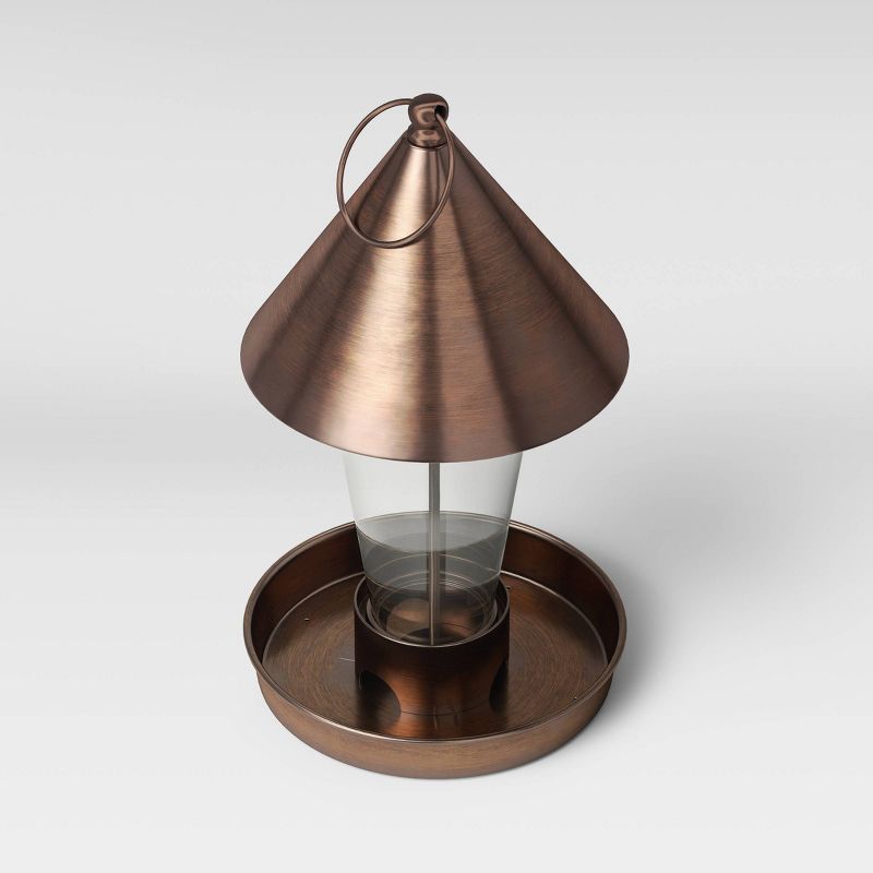 11" Mild Steel/Glass Bird Feeder Copper Brown - Smith & Hawken™