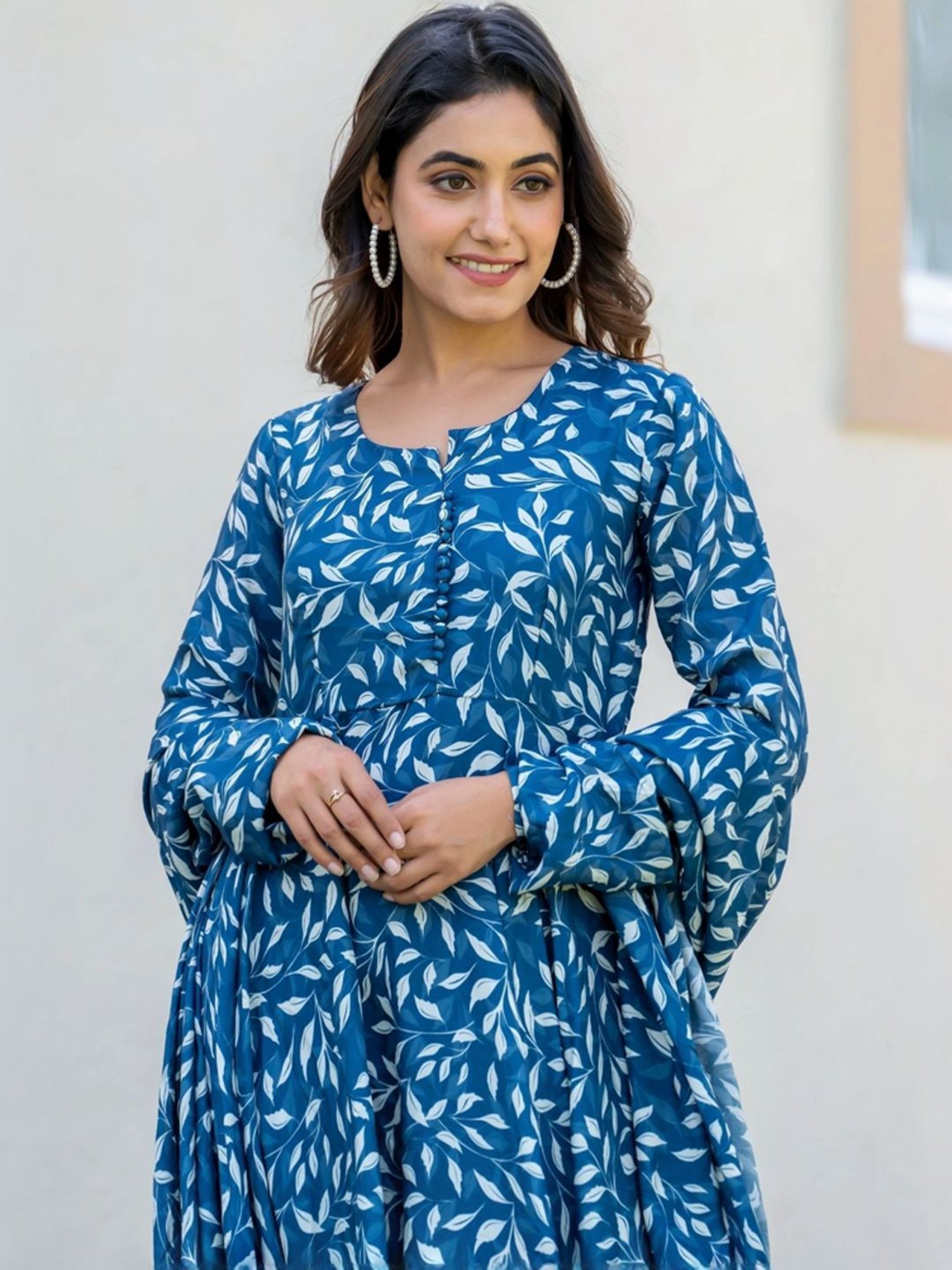 HOUSE OF JAMOTI Blue Printed Kurta Pant Set With Dupatta