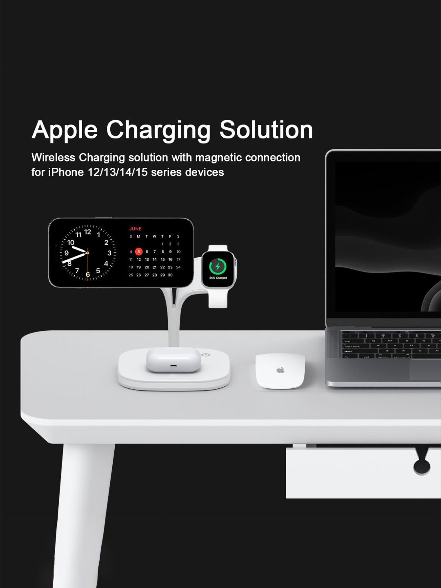 UNIGEN MAGTEC 500 23W 5 in 1 Mag-Safe Charging Station with QC 18W Adapter (White)