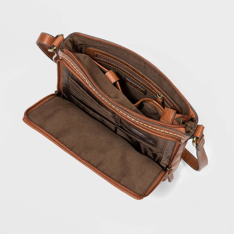 Bolo Zip Closure Organizer Crossbody Bag - Brown