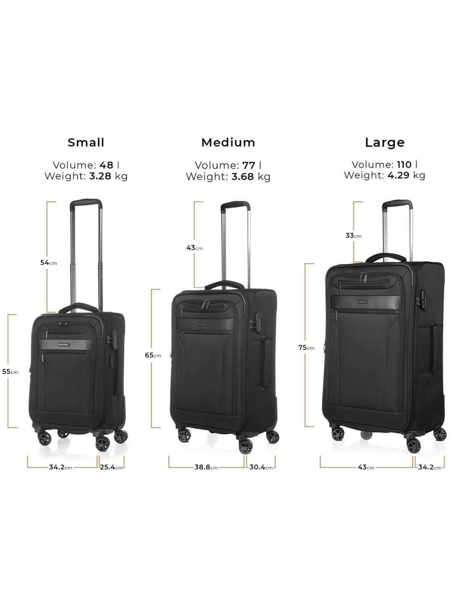 Nasher Miles Berlin Expander Soft-Sided Polyester  Set of 2 Black Trolley Bags (55 & 65 cm)