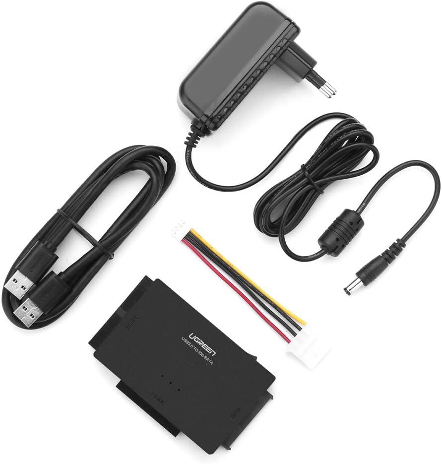 UGREEN USB IDE Adapter USB 3.0 to SATA IDE Hard Drive Cable Adapter Converter for 2.5" 3.5" IDE External SATA HDD SSD Hard Drives Disks with 12V 2A Power Adapter and USB 3.0 Cable for Laptop