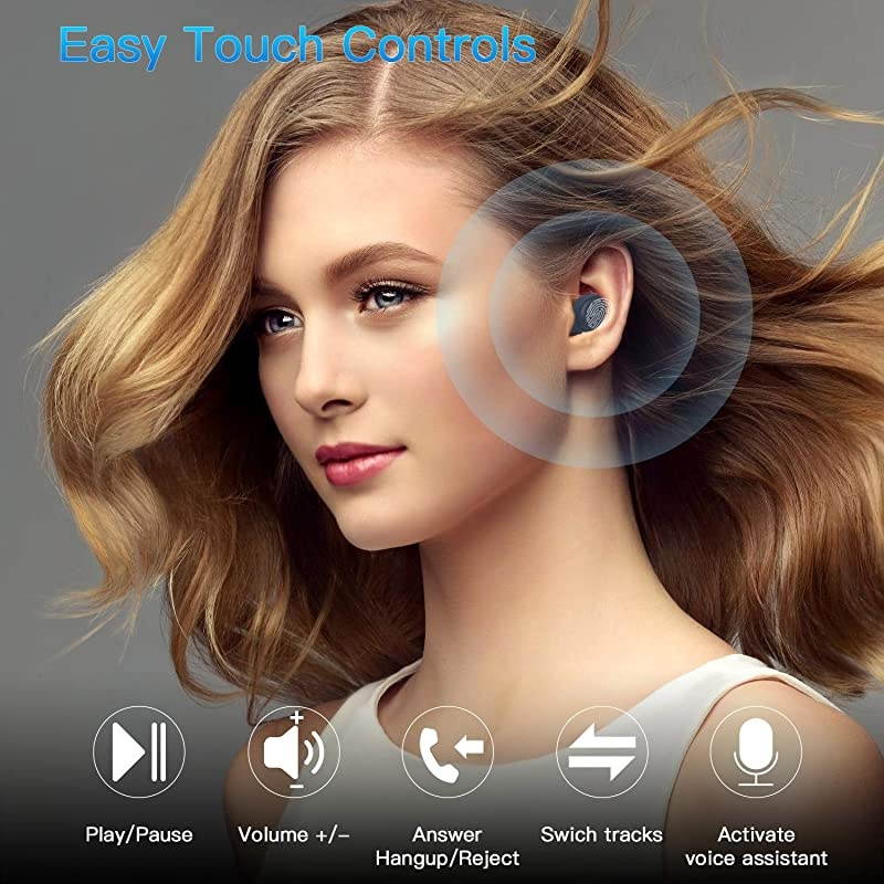 Wireless EarbudsBluetooth Earbuds with Charging Case Immersive Sounds IPX8 Waterproof Sport Mini Earphones Touch Control 24H Playtime Mic for iPhoneSamsungWindowsAndroidRoyal Blue