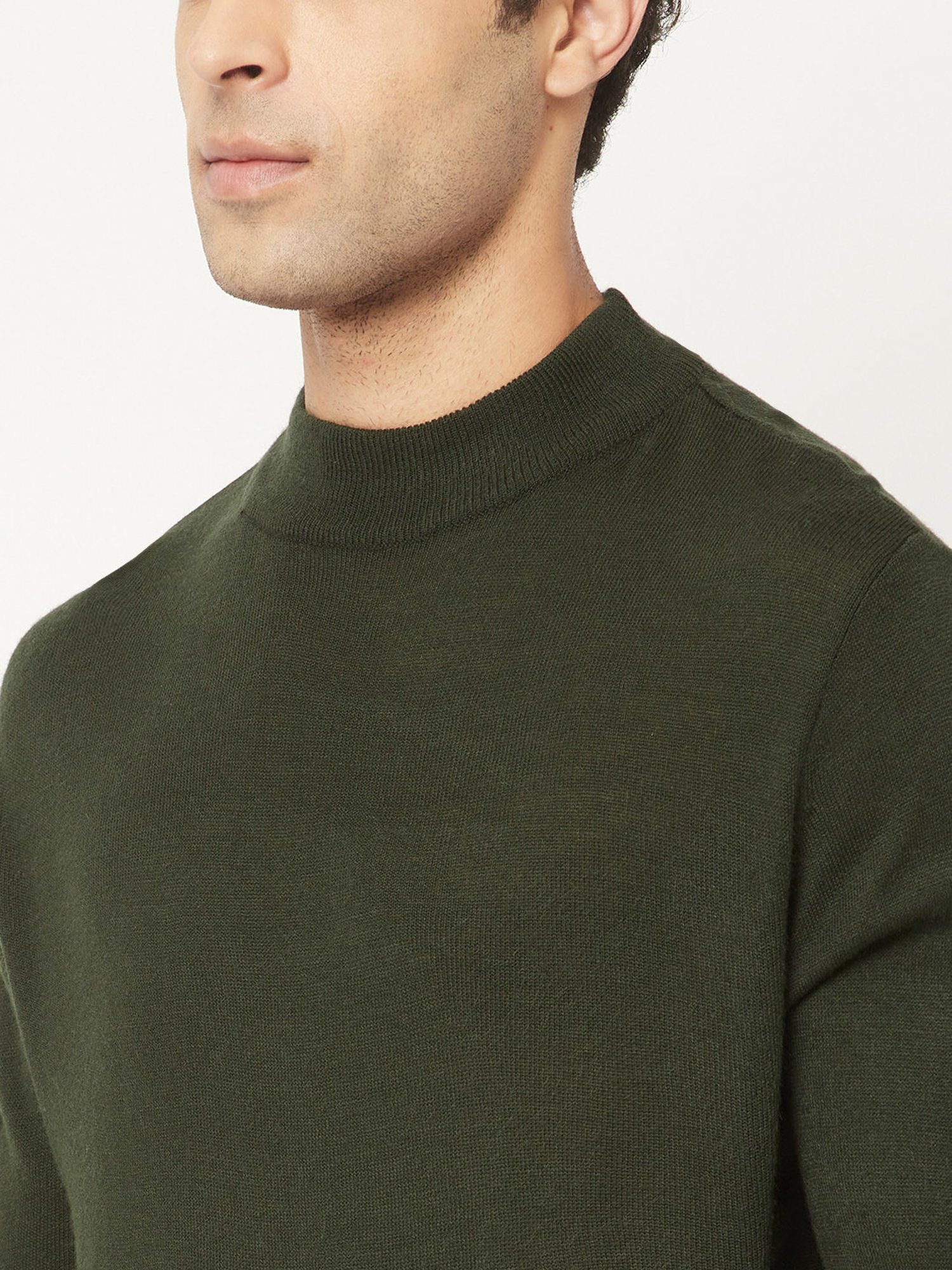Crimsoune Club Green Regular Fit Round Neck Sweater