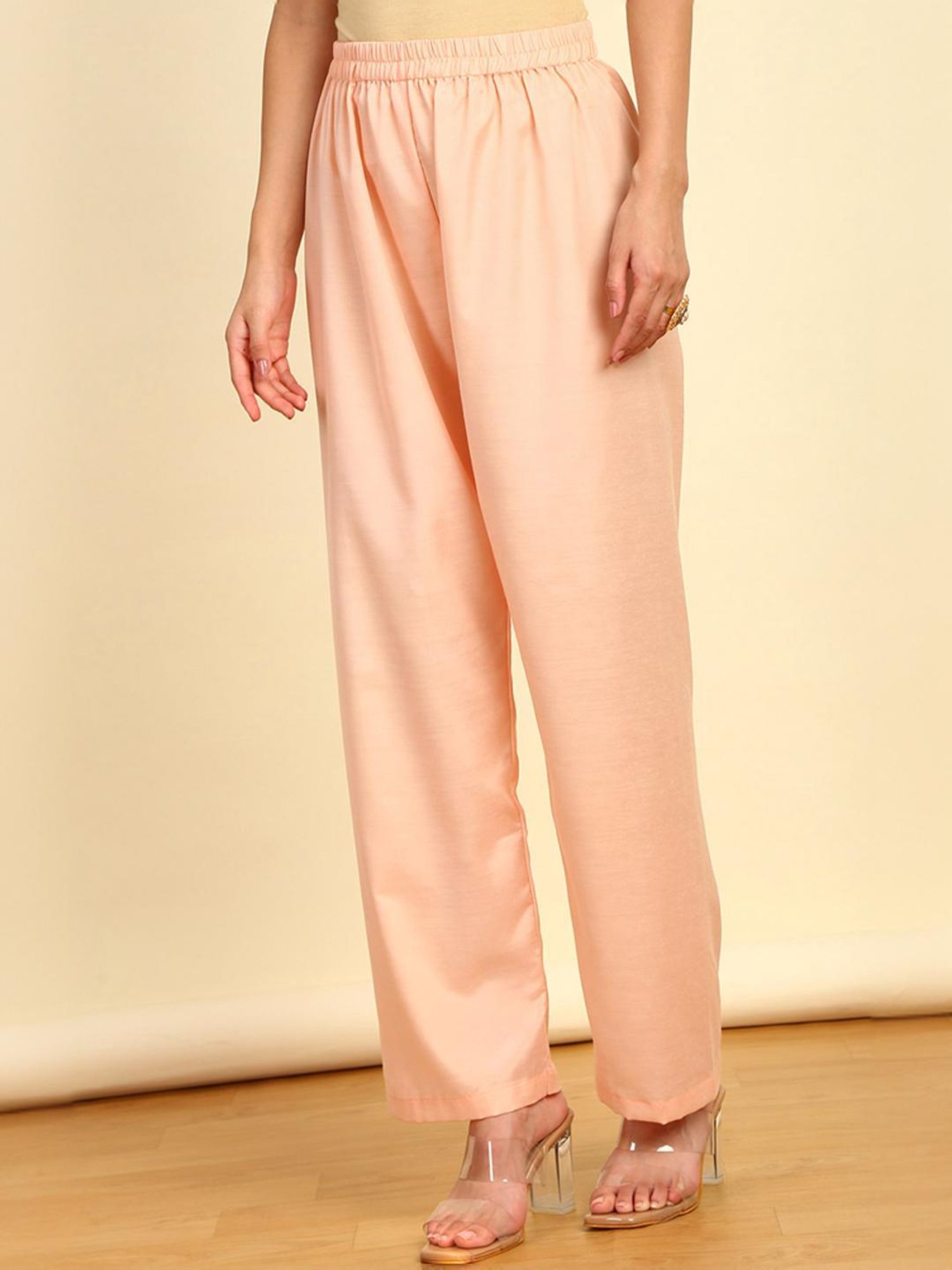 Soch Womens Peach Chanderi Unstitched Dress Material With Sequins