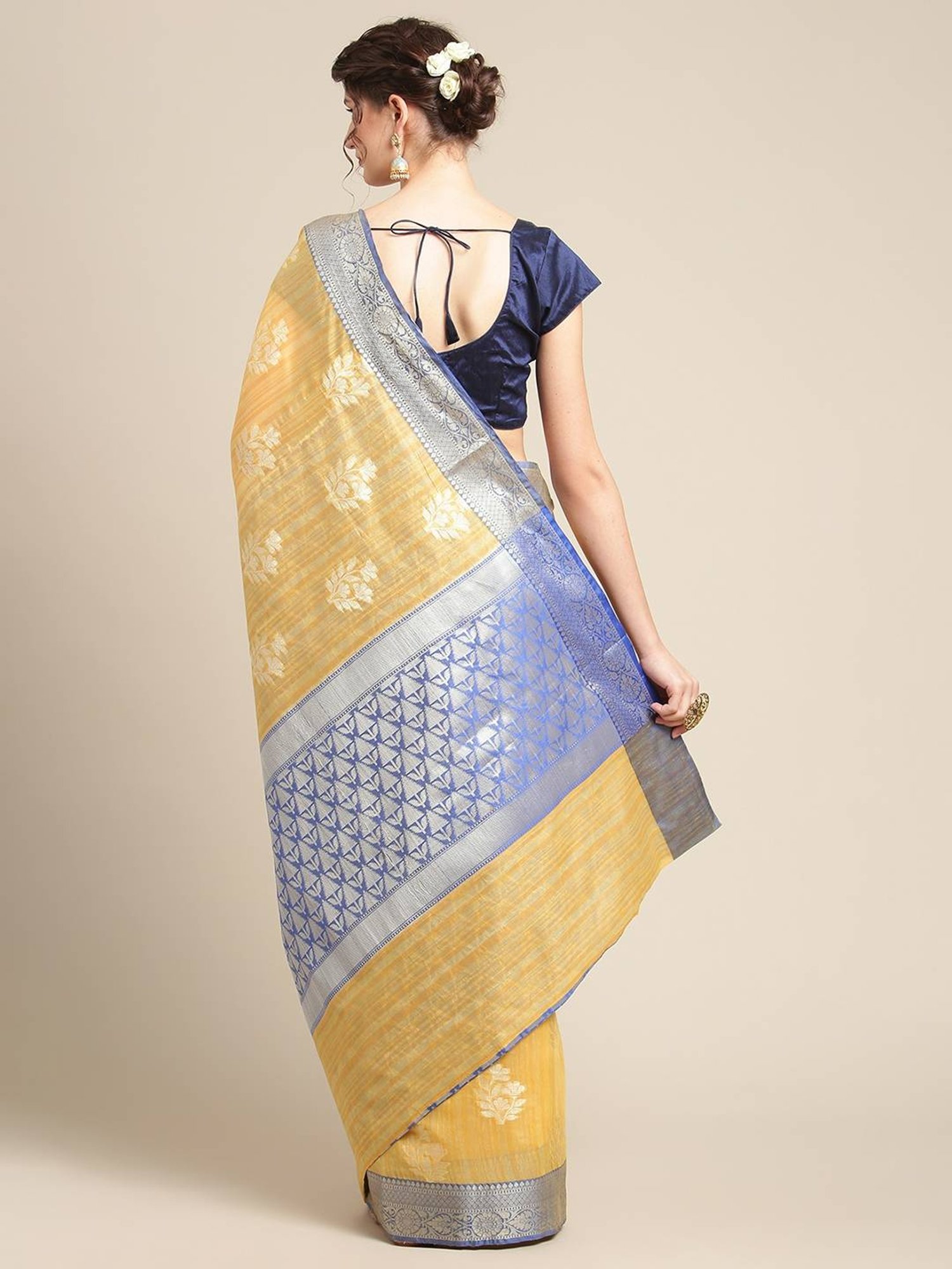 Banarasi Silk Works Gold Woven Saree with Blouse