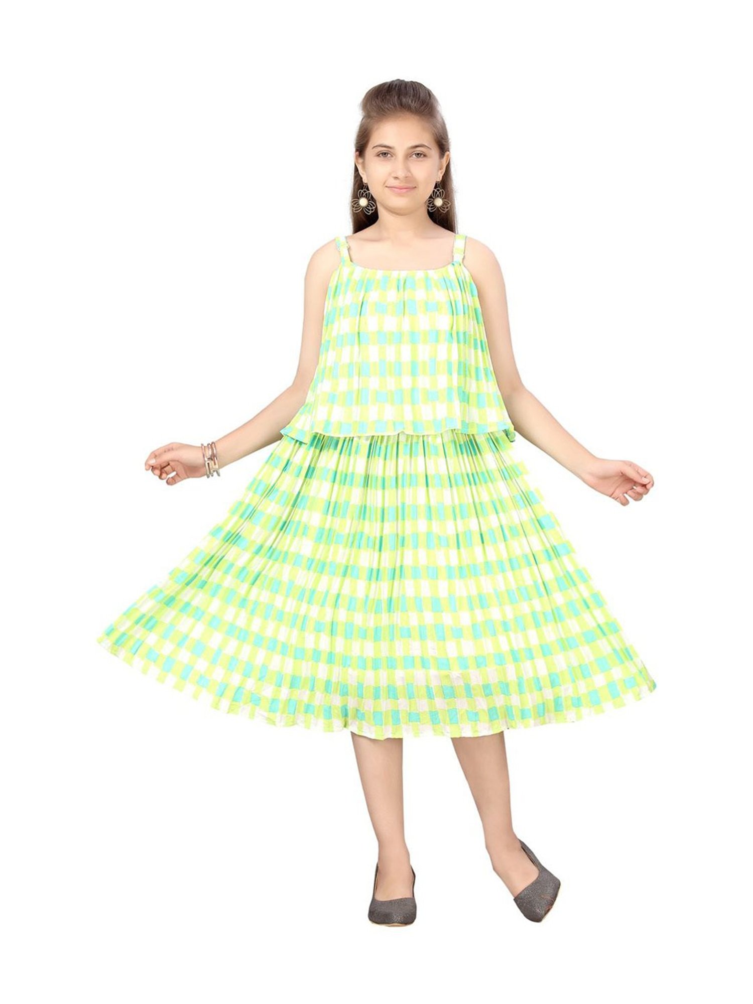 Aarika Kids Green Printed Dress