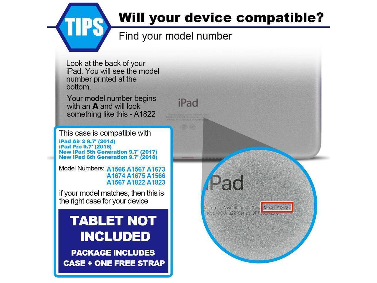 iPad 9.7 2018 2017 Case iPad Air 2 Case iPad Pro 9.7 Case Heavy Duty Rugged Shockproof Protective Hard Case Cover For for Apple iPad 6th / 5th Generation / iPad Air 2 / iPad Pro 9.7 inch