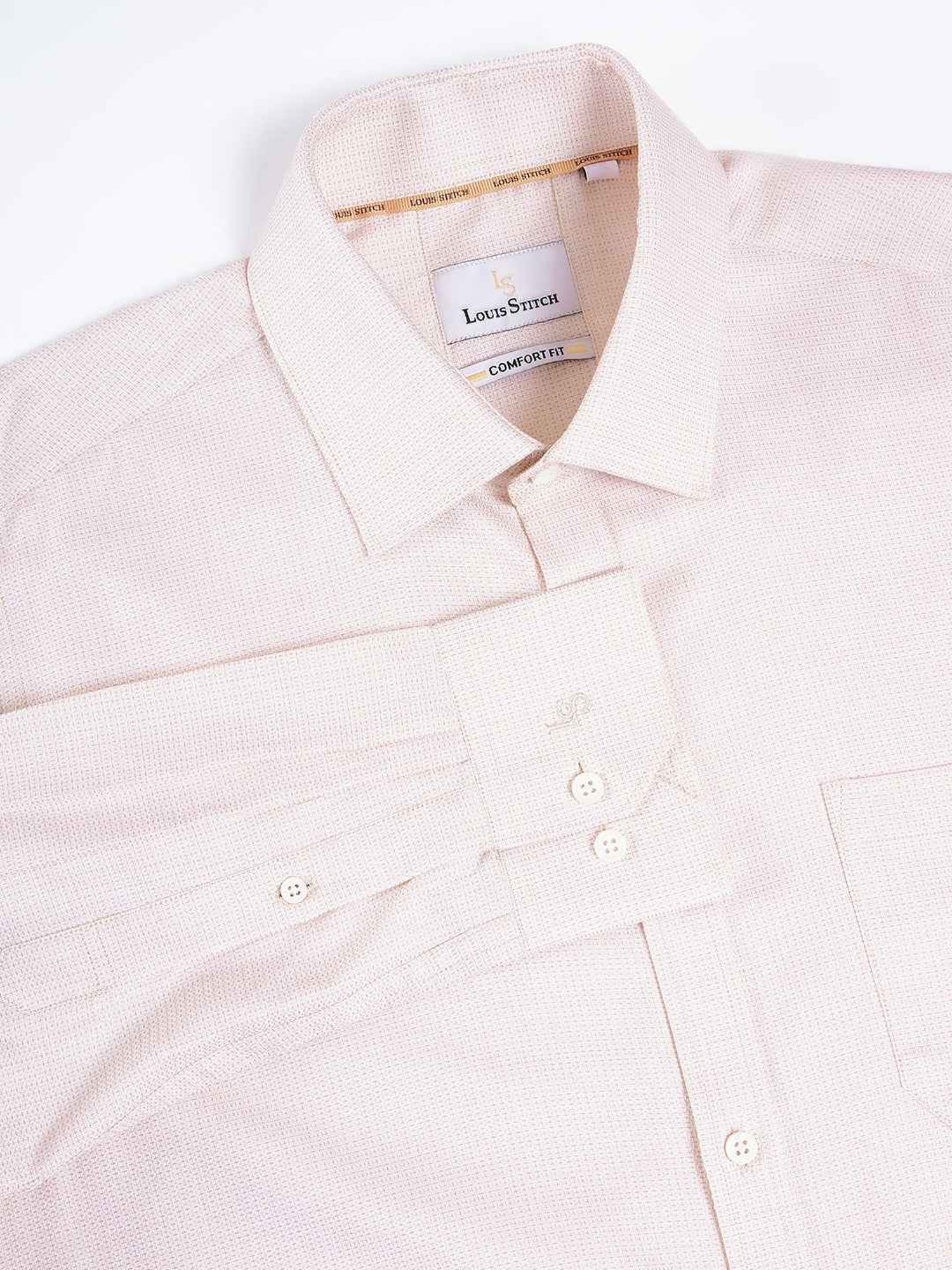 Louis Stitch Cream Cotton Regular Fit Printed Shirt