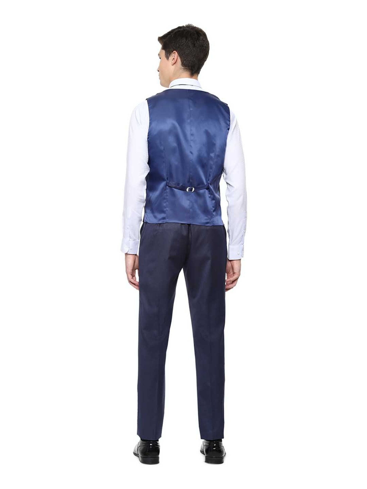 Louis Philippe Navy Solid Three Piece Suit