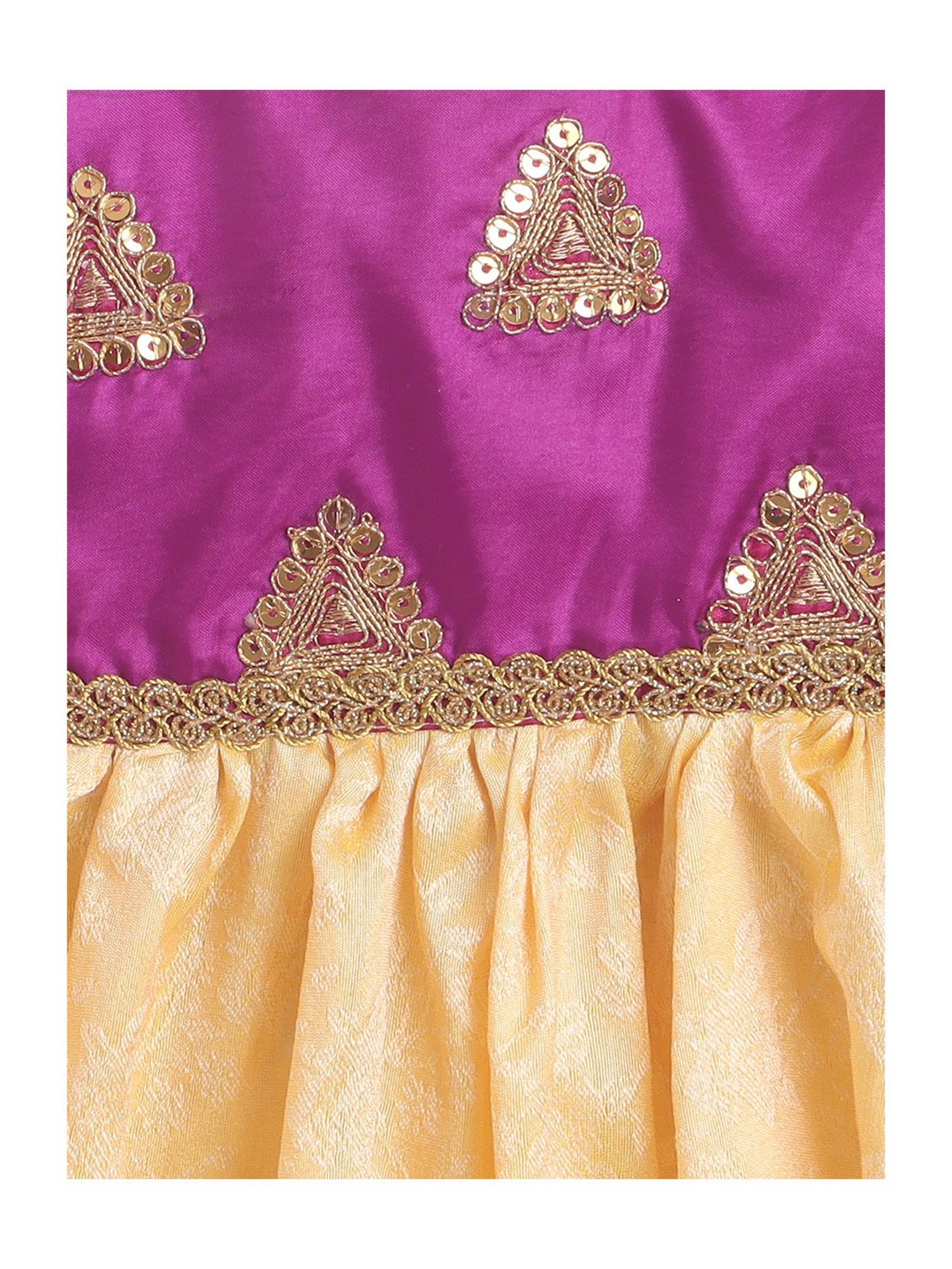 Many Frocks Kids Purple & Cream Embellished Dress