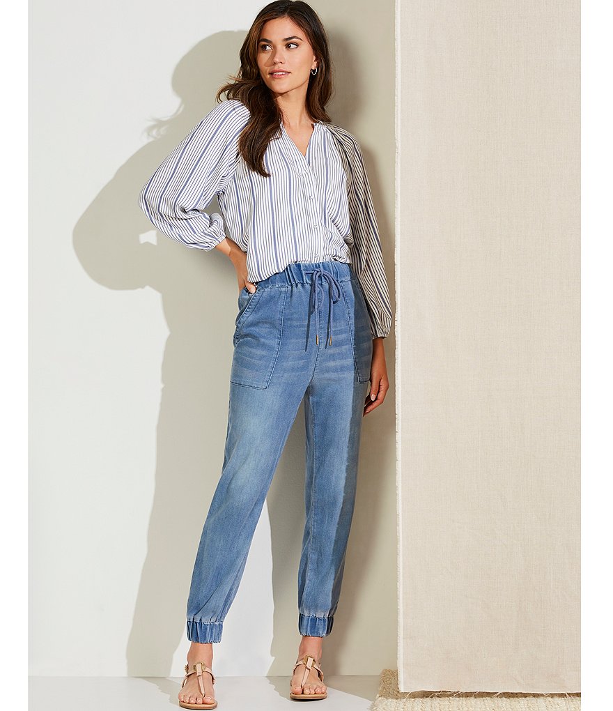 Gibson & Latimer Striped 3/4 Sleeve Peasant Shirt