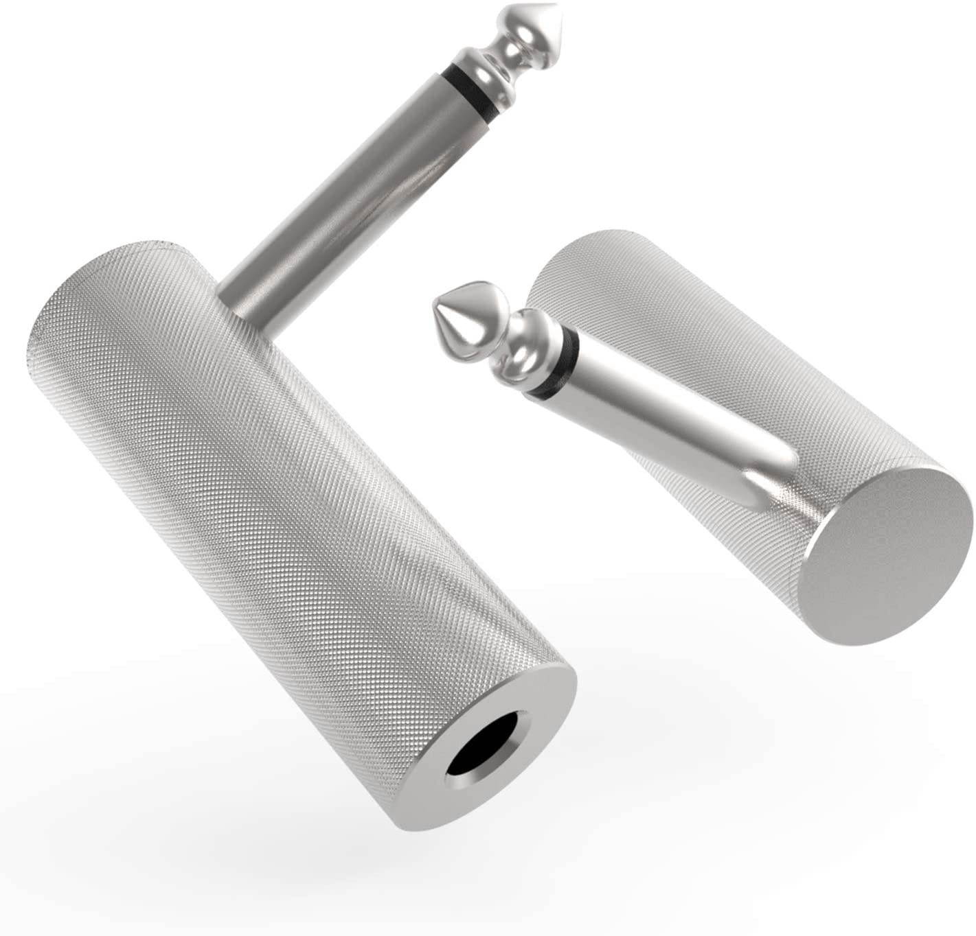 Ancable 2-Pack Premium 1/4 Inch Right Angle Guitar Cable Adapter, 6.35mm 1/4" TS Mono Male to Female Heavy Duty Metal Connector for Bottom Plug Guitar/V-shape Guitar/Front Facing Jack Guitar