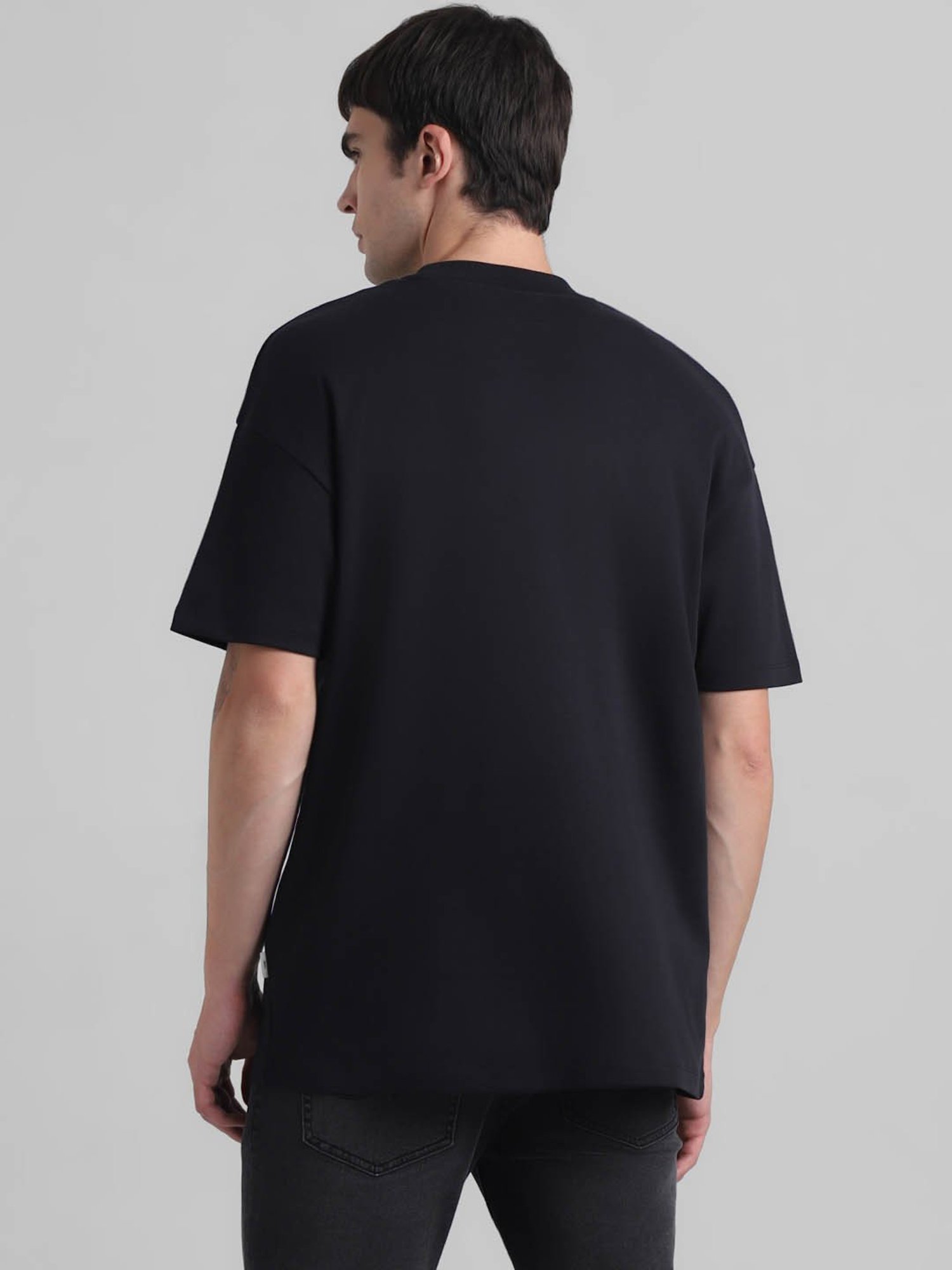 Produkt By Jack & Jones Jet Black Cotton Boxy Fit Printed T-Shirt