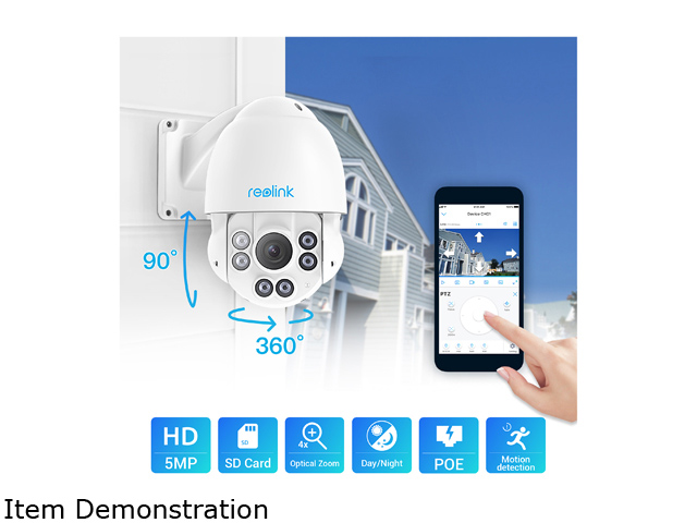 Reolink 5MP HD PTZ PoE IP Outdoor Security Camera, Pan Tilt 4X Optical Zoom Dome Camera IP66 Waterproof IR Night Vision Remote Access Motion Detection, RLC-423