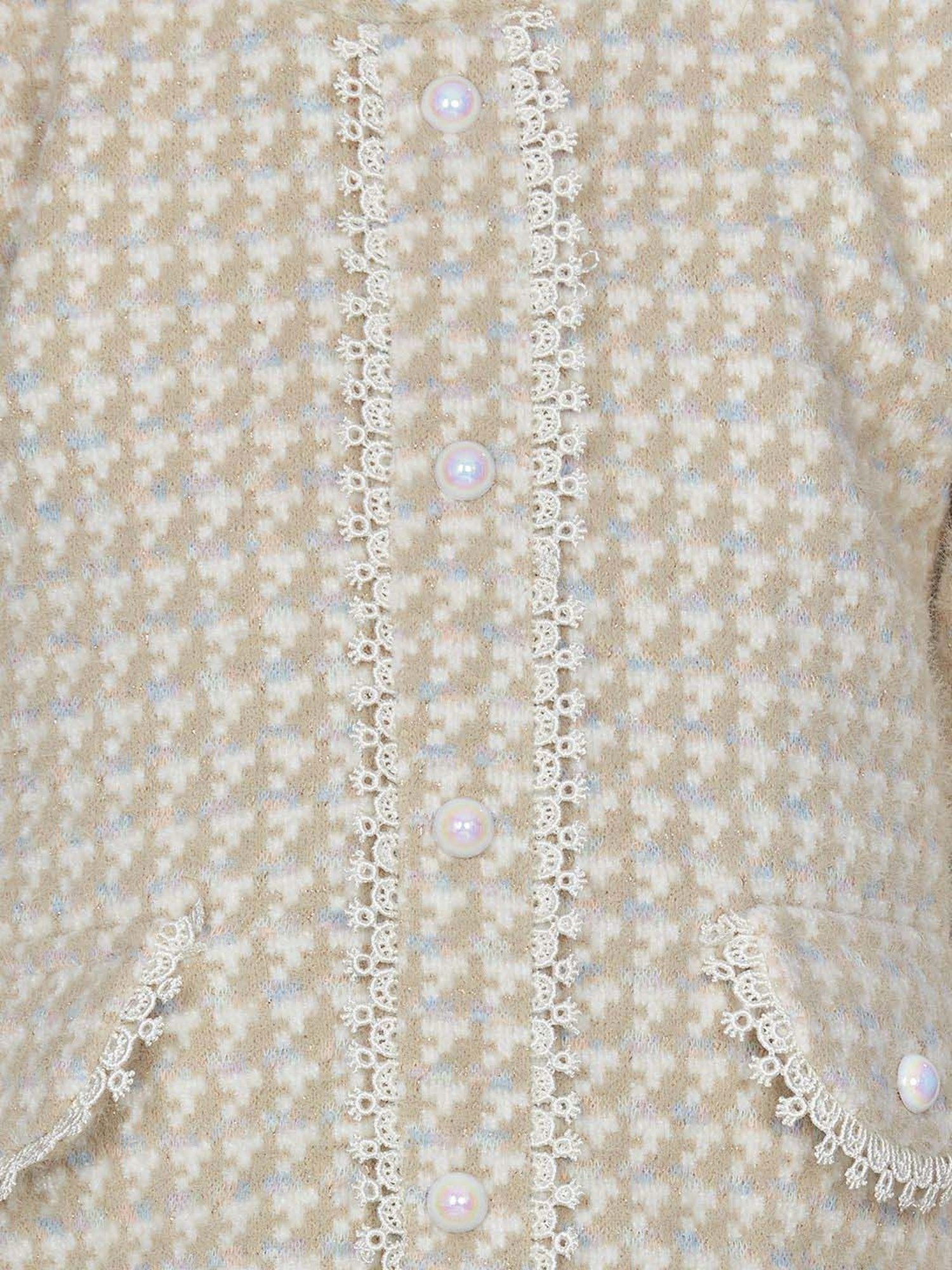 Peppermint Girls Beige Printed Full Sleeves Dress