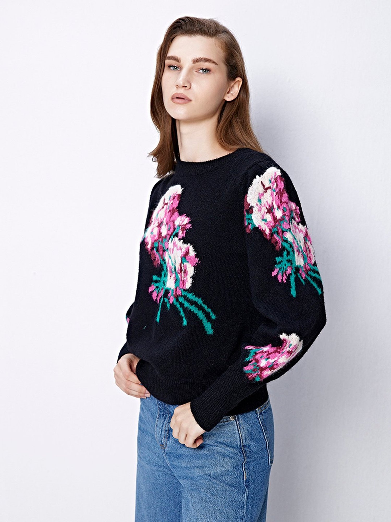 Cover Story Black Printed Sweater