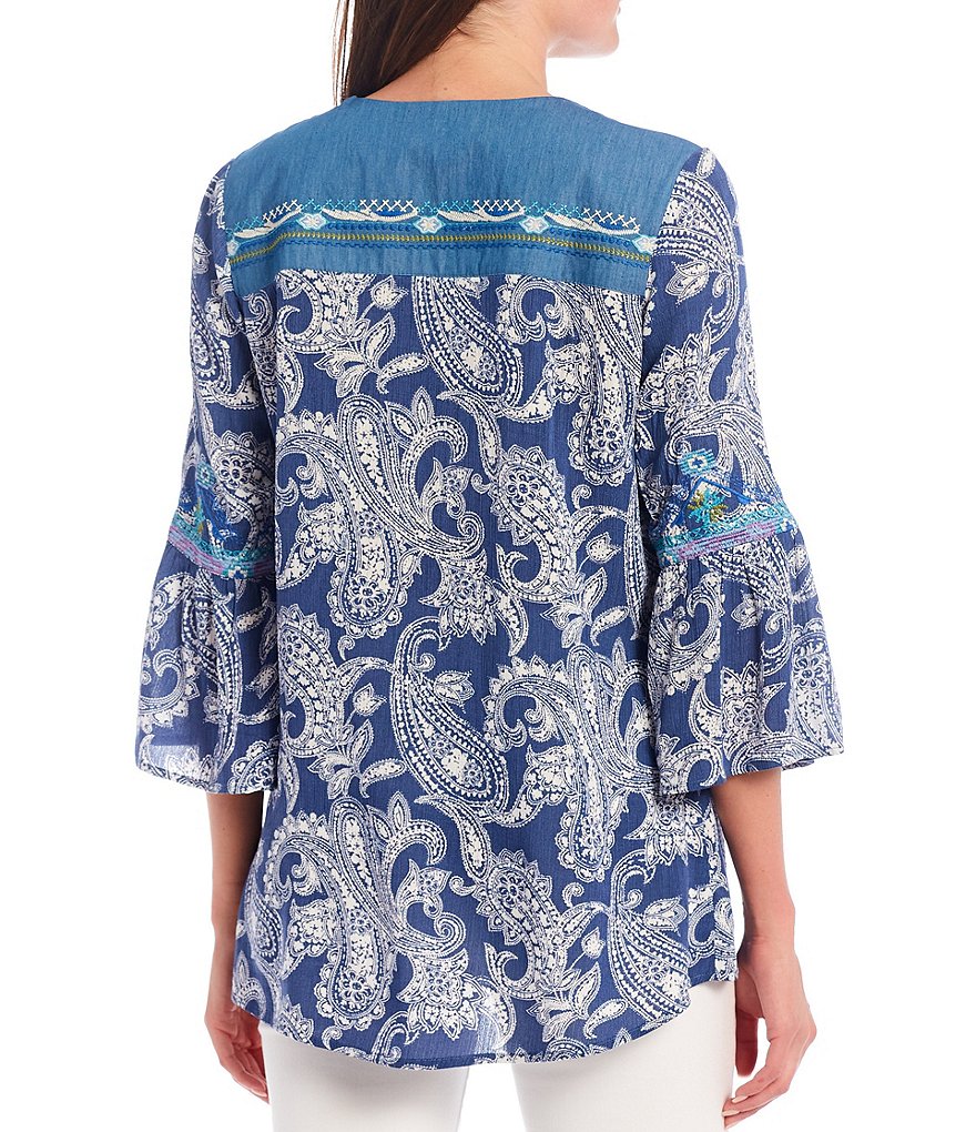 Calessa Embroidered Paisley Print Tunic