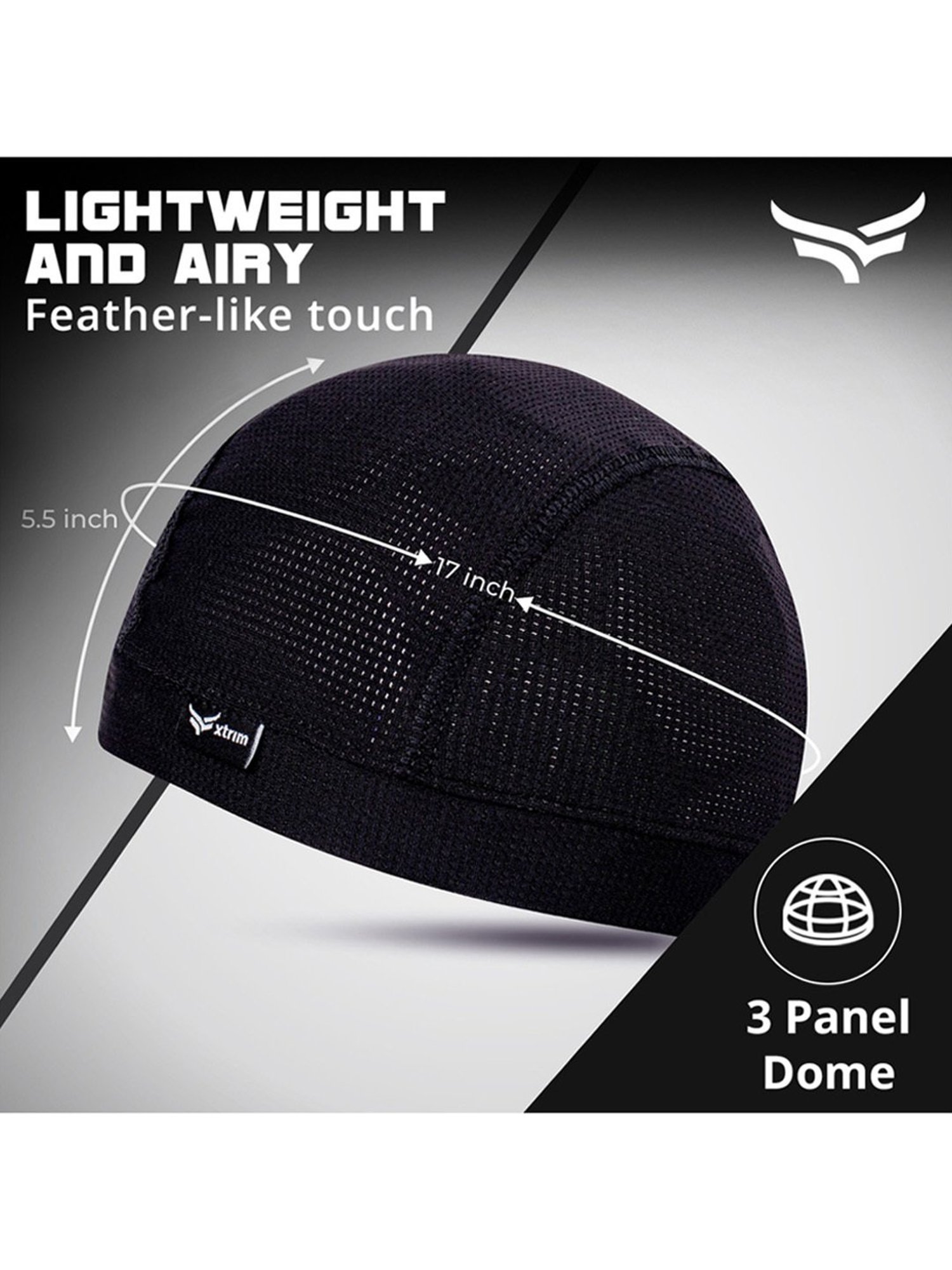 Xtrim Sweat Cooling Cotton Helmet Skull Cap (Black) Size - Free Size