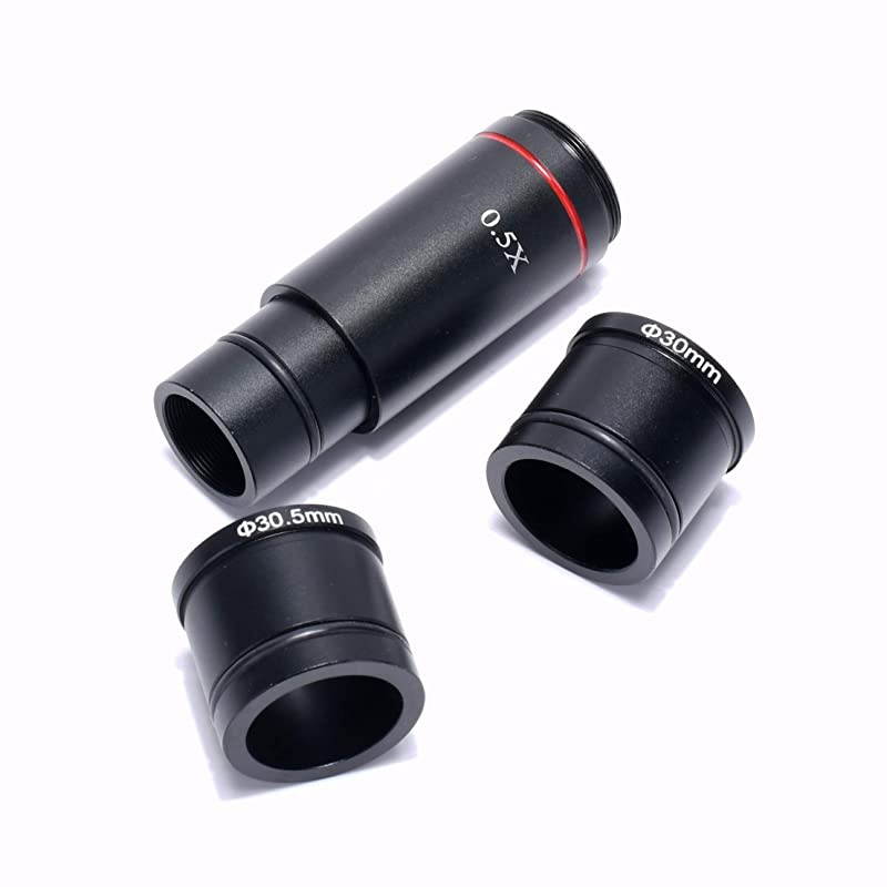 0.5X Reduction Lens Eyepiece Lens 23.2mm Mounting with 30mm 30.5mm Ring Adapter Applicable for Biomicroscope Stereo Microscope