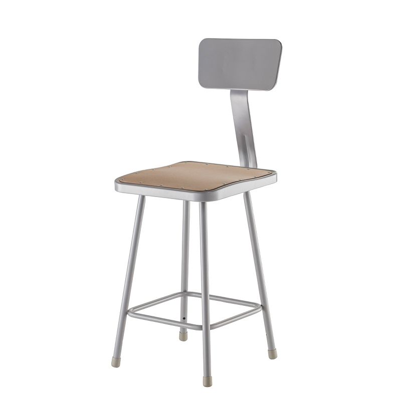2pk 24" Heavy Duty Square Steel Counter Height Barstool with Backrest Gray - Hampton Collection