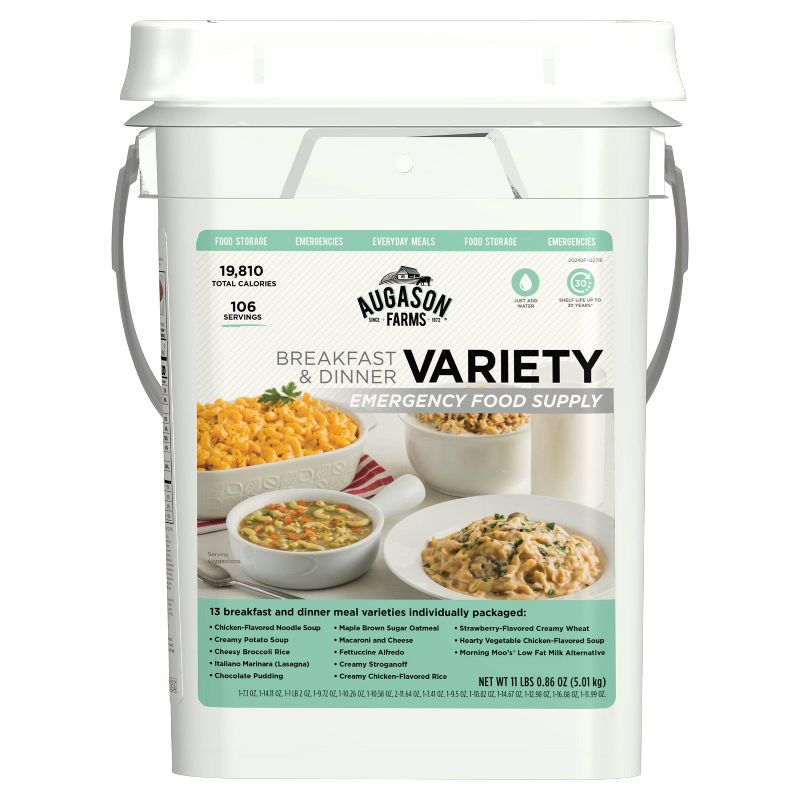 Augason Farms Breakfast & Dinner Variety Emergency Food Supply - 7lb Pail