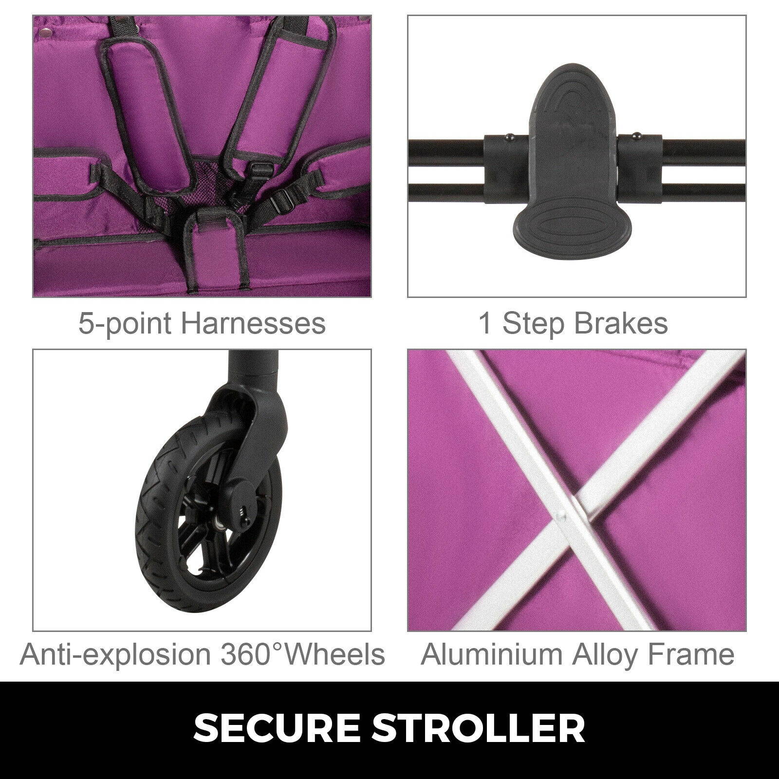 Folding Wagon Cart Collapsible Folding Garden Cart Beach Utility Outdoor Purple