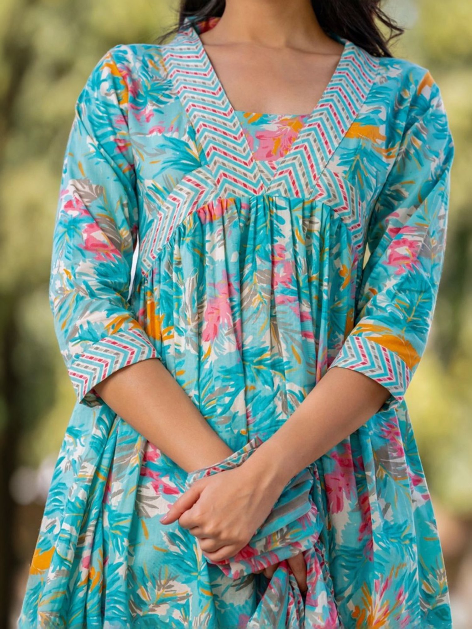 HOUSE OF JAMOTI Blue Cotton Printed Kurta Pant Set With Dupatta