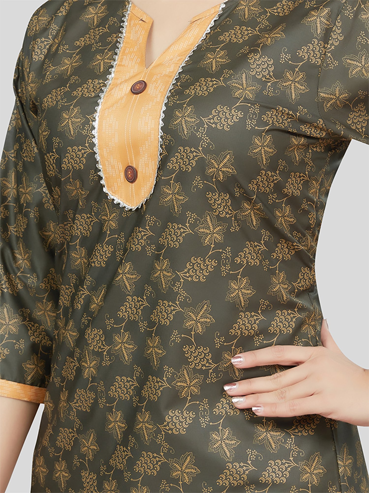 Saree Swarg Green Printed Straight Short Kurti