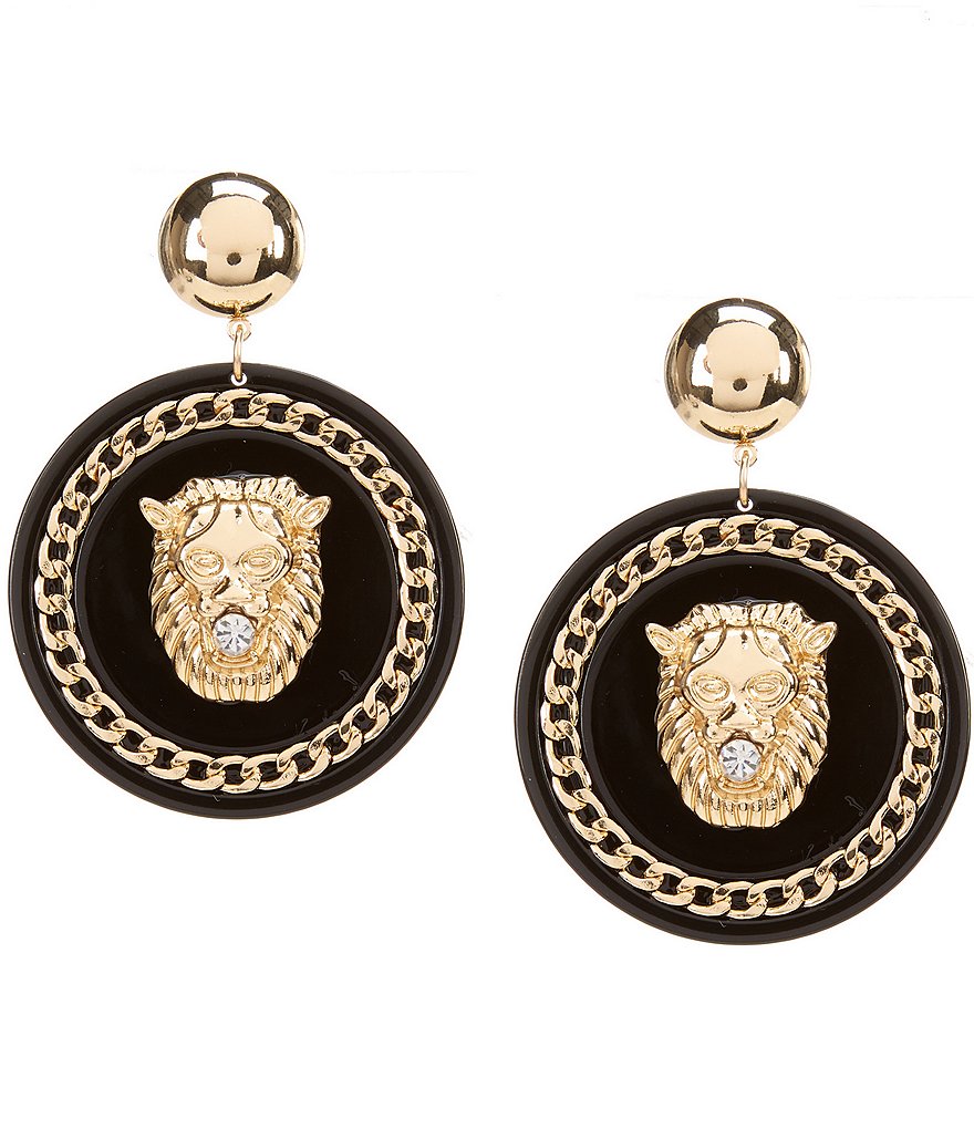 Natasha Accessories Lion Drop Earrings