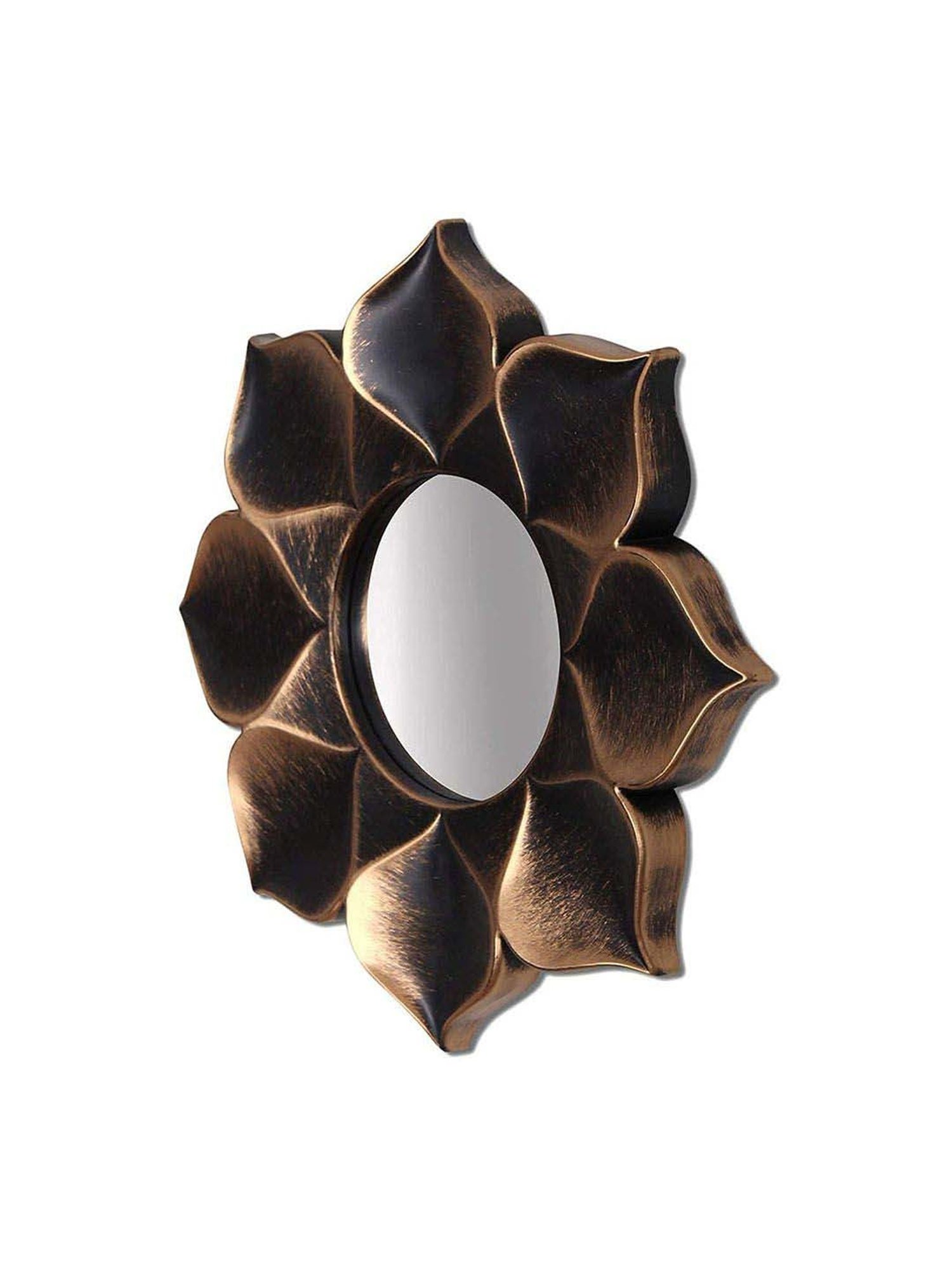 Art Street Brown Plastic Lotus Petal Decorative Wall Mirror - Set of 2