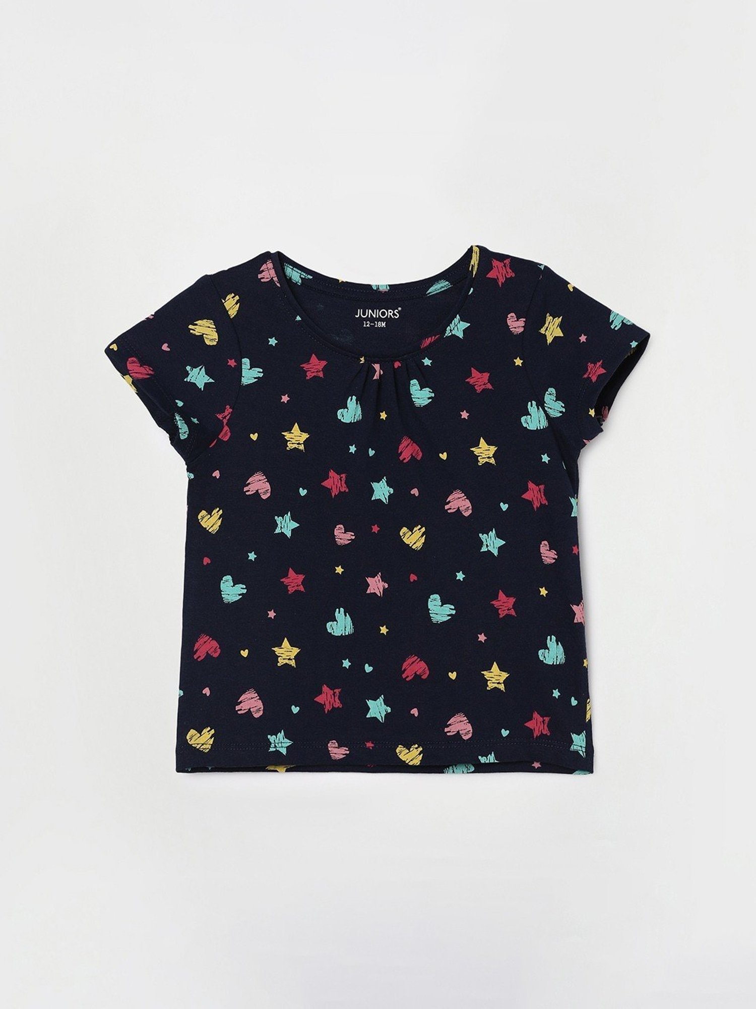 Juniors by Lifestyle Navy Cotton Printed T-Shirt