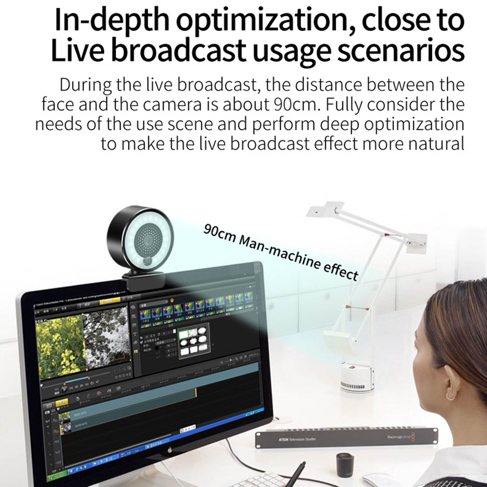 Webcam,  5.0 Million Pixel 2K Auto Focus USB Computer Camera Webcam with Fill Light
