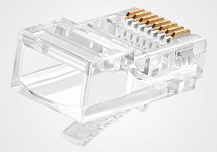 Stranded Network Cable Crystal Head  
RJ45 8P8C Modular Plug Cat5 Crimp Connectors for UTP,Cat5e with curved without broken leg