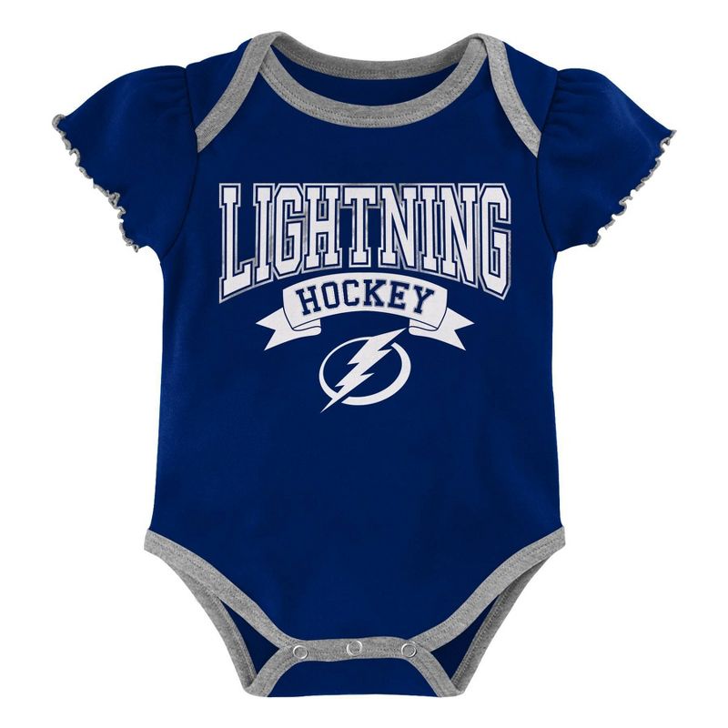 NHL Tampa Bay Lightning Girls' Winning Goal Bodysuit Set 3pk - 3-6M