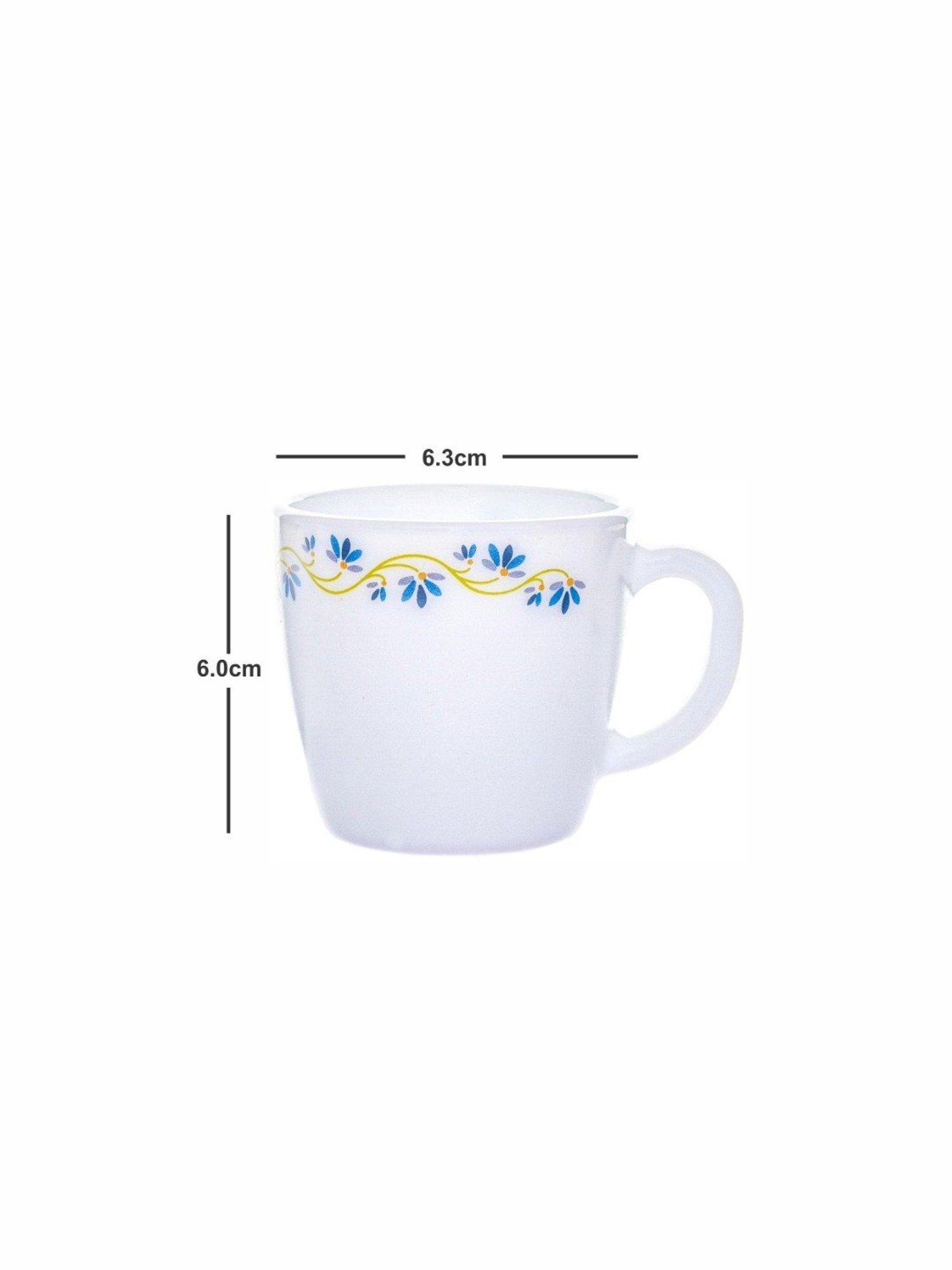 Cello White Opalware Tea & Coffee Mug - Set of 6