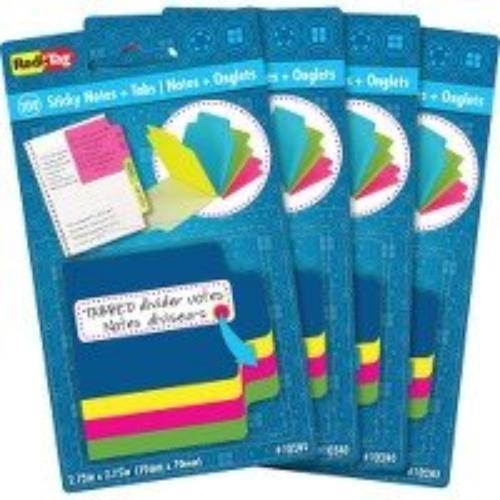 Redi-tag Sticky Notes with Tabs 4"Wx4"Lx2"H 4/PK Multi 10247