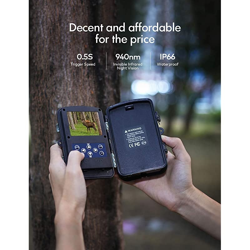 Trail Camera 16MP 1080P NoGlow Infrared Night Vision Hunting Camera for Wildlife Monitoring Garden Home Security Surveillance