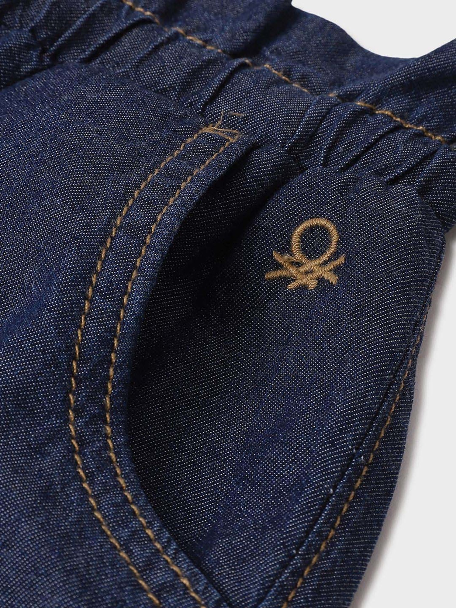 United Colors of Benetton Girls Blue Solid Shorts