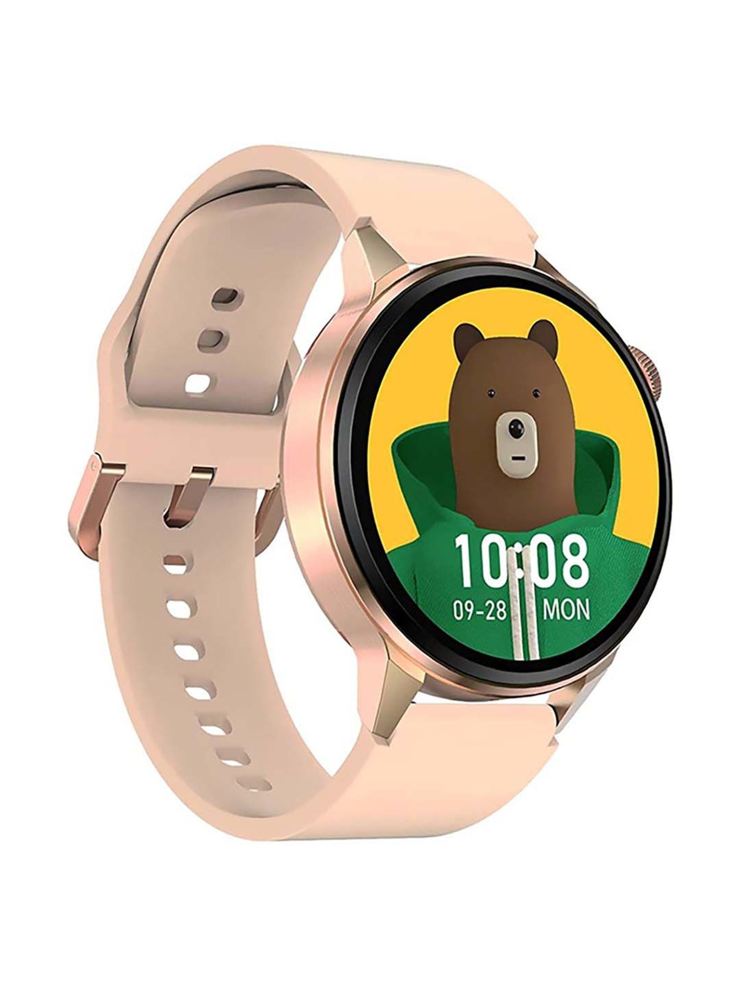 IZI Smart Plus Calling GPS NFC Smartwatch with Silicone Band (Rose Gold and Beige)