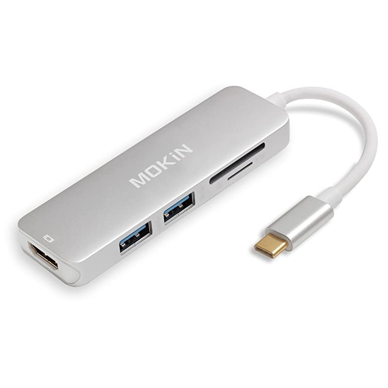 USB C Hub HDMI Adapter for MacBook Pro 201920182017  5 in 1 Dongle USBC to HDMI SdTF Card Reader and 2 Ports USB 30 Silver