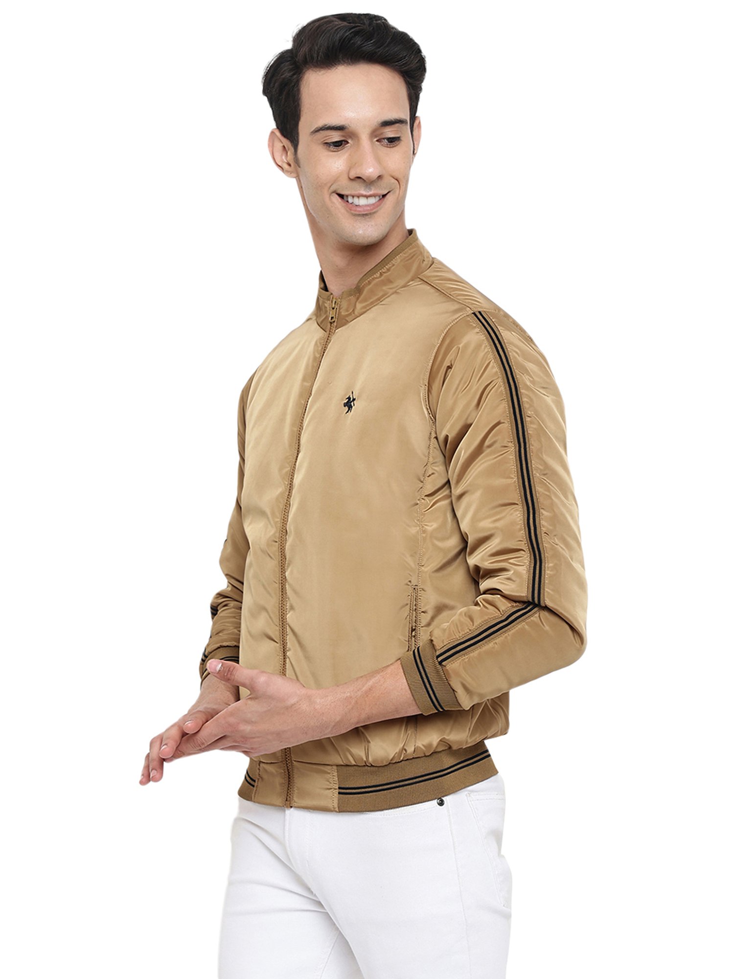 Cantabil Khaki Regular Fit Mock Collar Jacket