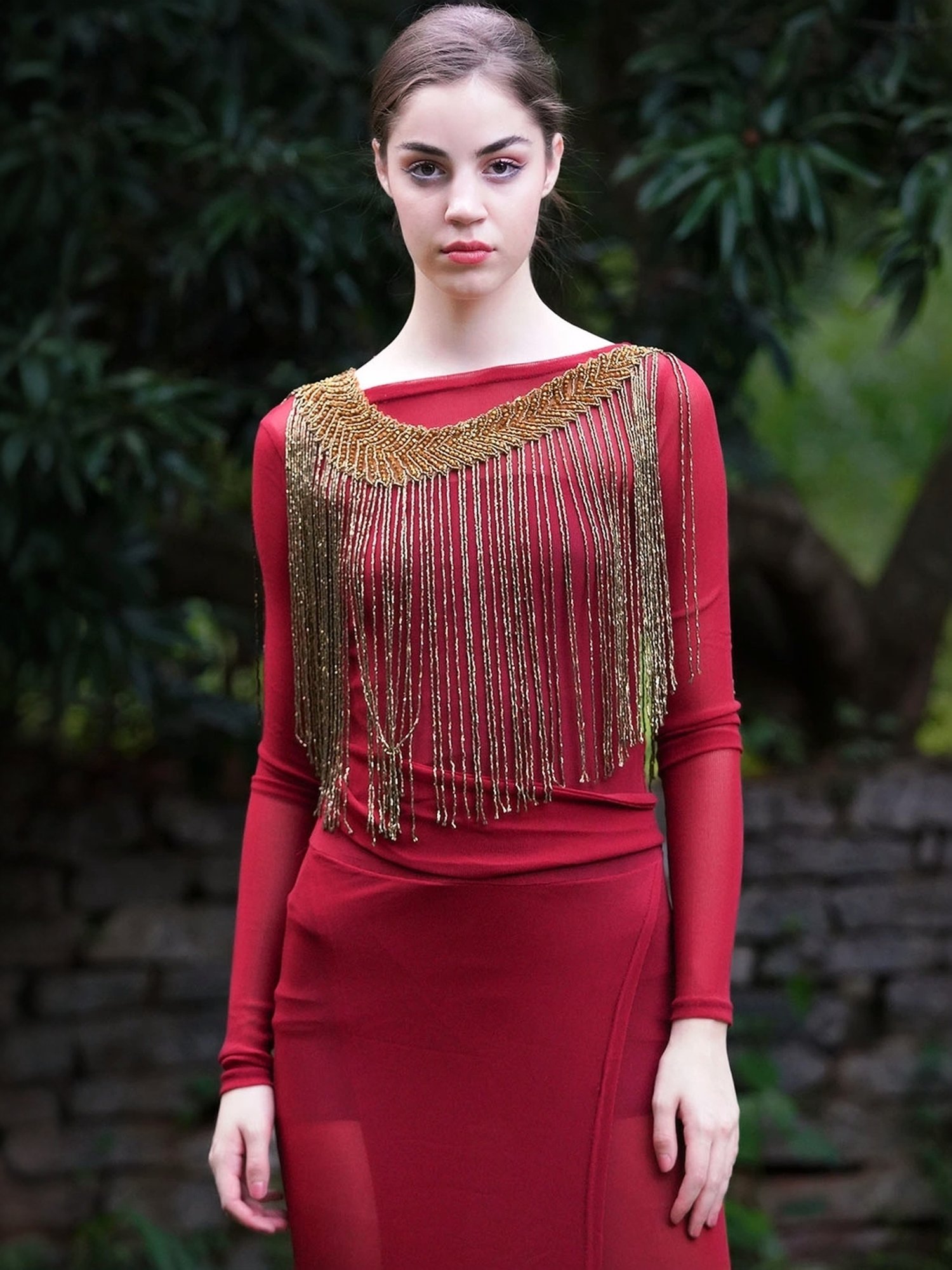 Odette Golden Embellished Fancy Cape