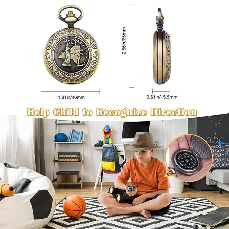 Retro Pirate Telescope Zoomable 25x30 Spyglass Portable Collapsible Handheld Telescope Vintage Monocular for Kids amp Classical Collection Compass for Camping Hunting Boating Gift